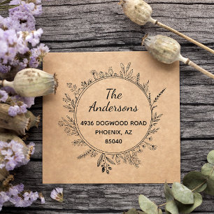 Tampon encreur rond personnalisé avec fleurs sauva
