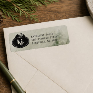 Tampon Nature Monogrammé | Étiquette d'adresse per