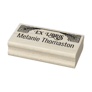 Tampons Encreurs 2 plumes de paon Art nouveau Ex Libris Bibliothèqu