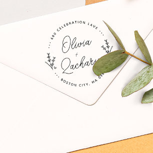 Tampons Encreurs Adresse de mariage florale circulaire de script mo