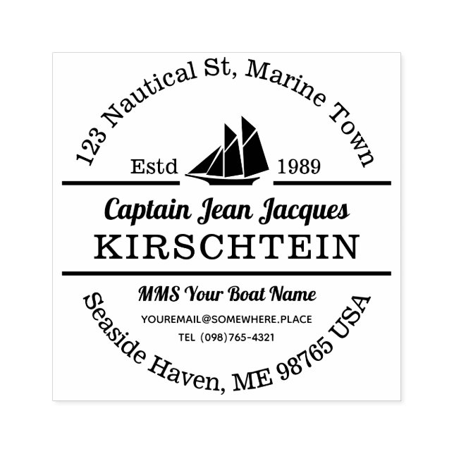 Tampons Encreurs Adresse de retour Capitaine Bateau Yacht Marine Na (Impression)