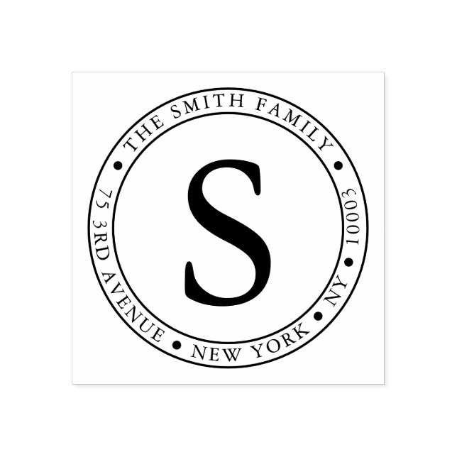 Tampons Encreurs Adresse de retour d'arrondi du cadre monogramme en (Impression)