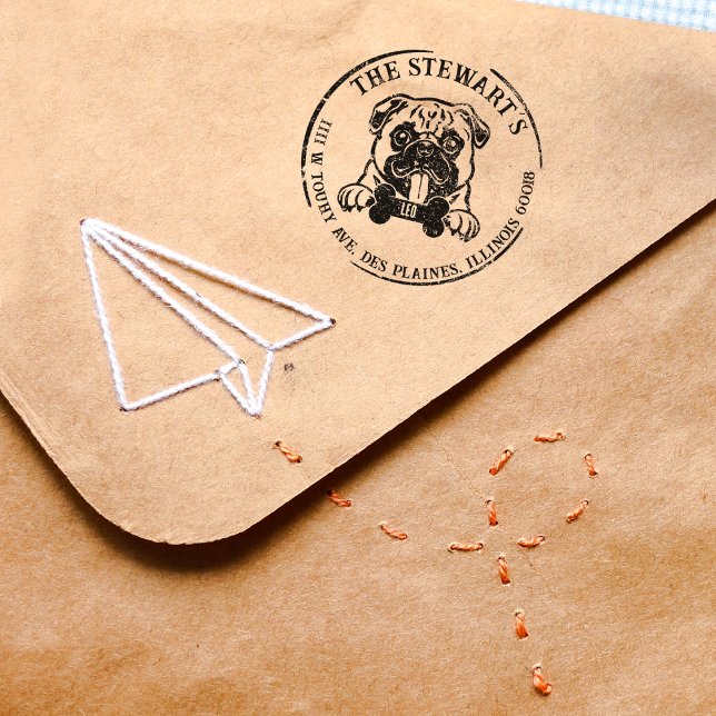 Tampons Encreurs Adresse de retour de famille personnalisée carlin (Créateur téléchargé)