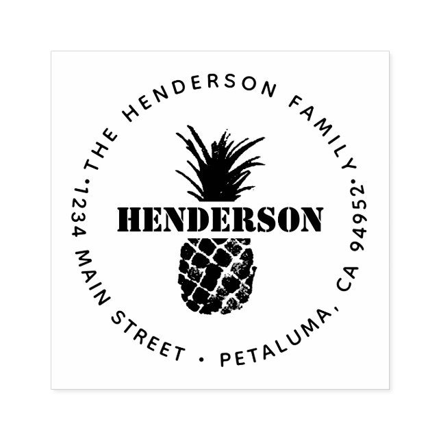 Tampons Encreurs Adresse de retour de la ronde d'ananas tropicale (Impression)
