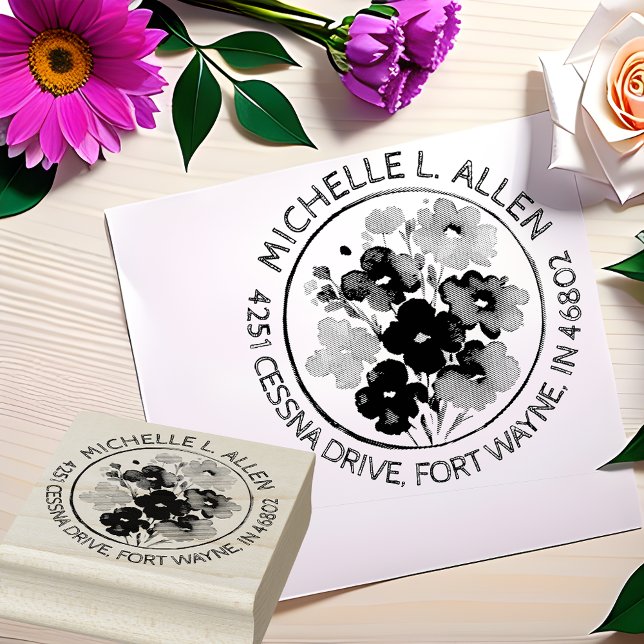 Tampons Encreurs Adresse de retour de l'art floral élégant (Créateur téléchargé)