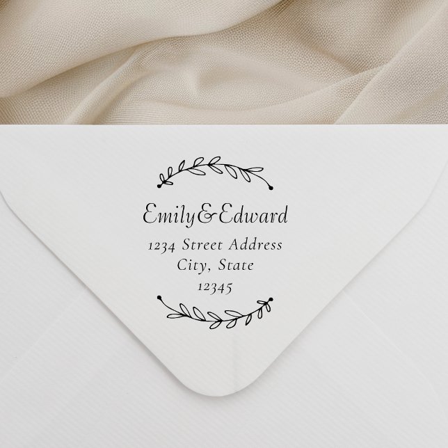 Tampons Encreurs Adresse de retour de mariage Couronne botanique (Créateur téléchargé)