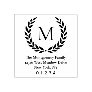 Tampons Encreurs Adresse de retour de monogramme de nom de famille