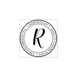 Tampons Encreurs Adresse de retour de monogramme rond de