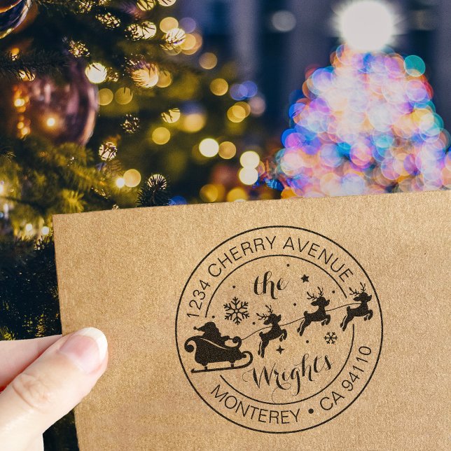 Tampons Encreurs Adresse de retour de Noël Santa Claus Sleigh (Créateur téléchargé)