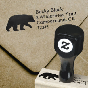 Tampons Encreurs Adresse de retour de silhouette d'ours noir