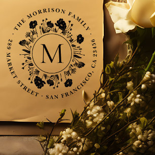 Tampons Encreurs Adresse de retour du monogramme de couronne botani