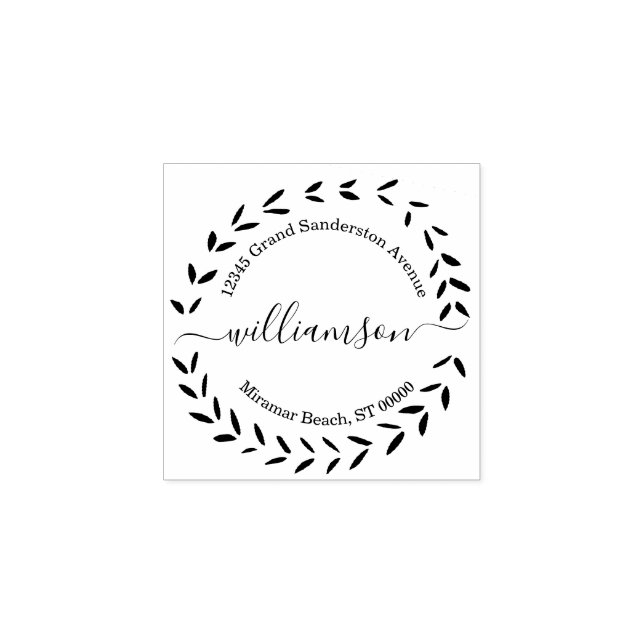 Tampons Encreurs Adresse de retour moderne Stamp Laurel Wreath (Impression)