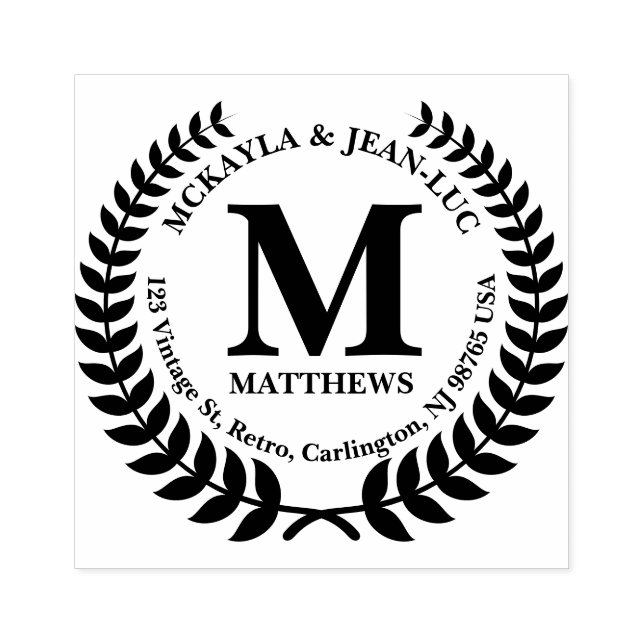 Tampons Encreurs Adresse de retour Monogram Classic Laurel Wreath (Impression)