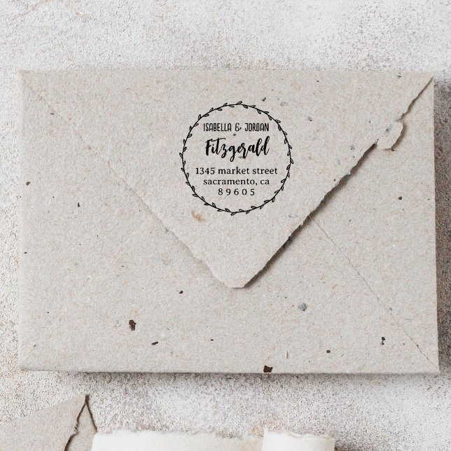 Tampons Encreurs Adresse de retour personnalisée Rustic Wreath Coup (Créateur téléchargé)