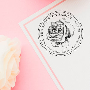 Tampons Encreurs Adresse de retour ronde d'illustration rose