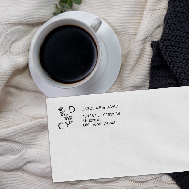 Tampons Encreurs Adresse de retour simple Monogramme (Créateur téléchargé)