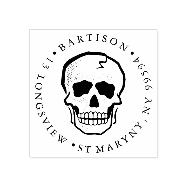 TAMPONS ENCREURS ADRESSE DE RETOUR SKULL TATTOO (Impression)
