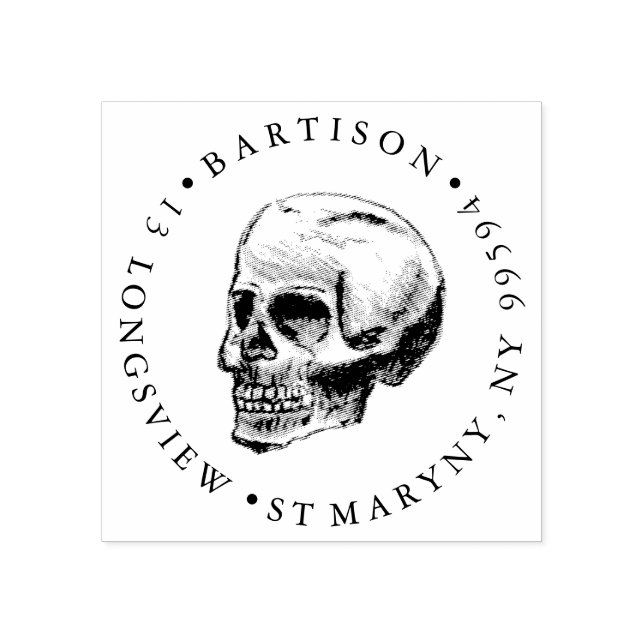 TAMPONS ENCREURS ADRESSE DE RETOUR SKULL TATTOO (Impression)