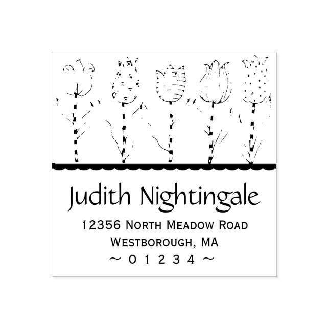 Tampons Encreurs Adresse de retour Tulip Floral Élégant Script (Impression)