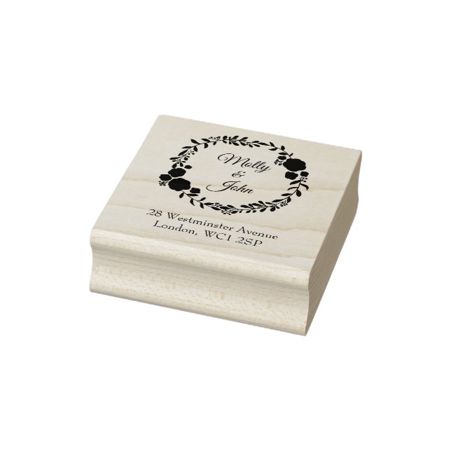 Tampons Encreurs Adresse Rustique Monogramme Wreath Mariage personn (Tampon)