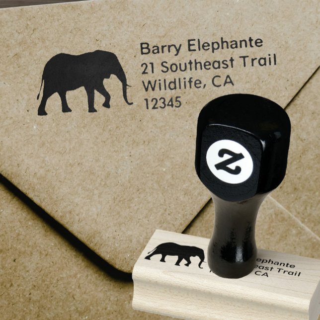 Tampons Encreurs African Elephant Silhouette Adresse de retour (Créateur téléchargé)
