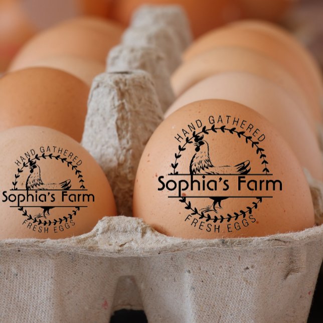Tampons Encreurs Agritourisme rustique personnalisé Nom frais OEuf  (personalized egg stamp)