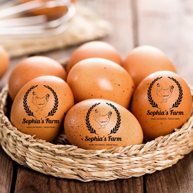 Tampons Encreurs Agritourisme rustique personnalisé Nom frais OEuf  (Modern personalized Egg dealer name round egg stamp)