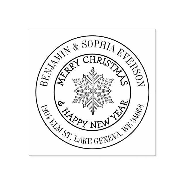 Tampons Encreurs Ajoutez votre nom et votre adresse Christmas Snowf (Impression)