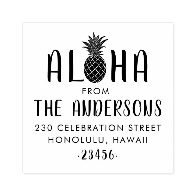 Tampons Encreurs Aloha Pineapple Nom de famille personnalisé Adress (Impression)