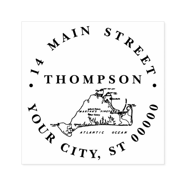 Tampons Encreurs Ancienne carte du vignoble de Martha #1 Nom Adress (Impression)