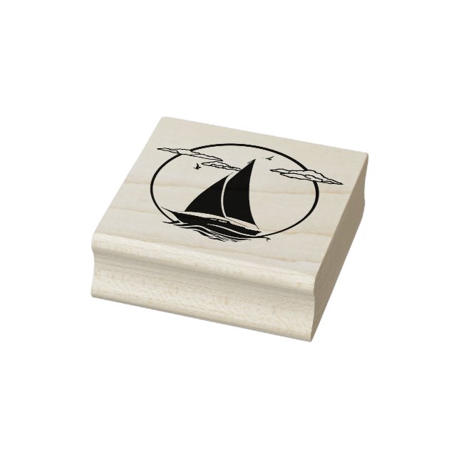 Tampons Encreurs Ancrage noir nautique/silhouette de voilier/couche (Tampon)