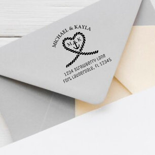 Tampons Encreurs Ancre de coeur de corde Monogramme Mariage Adresse