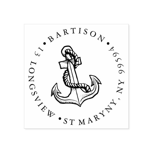 Tampons Encreurs Ancre de la marine ROUND RETOUR ADRESSE bateau mar (Impression)
