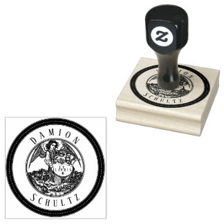 Tampons Encreurs Angel Vintage Scroll Ex Librairie Nom Timbre en ca