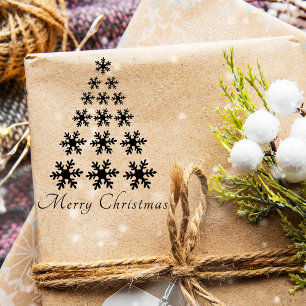 Tampons Encreurs Arbre de flocon de neige festif Script Joyeux Noël