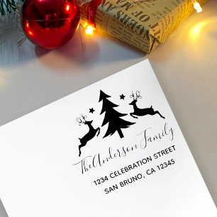 Tampons Encreurs Arbre de Noël classique et rennes Adresse de retou