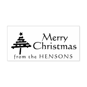 Tampons Encreurs Arbre de Noël Joyeux Nom de Famille Vacances