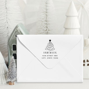 Tampons Encreurs Arbre de Noël moderne Nom de famille Adresse de re