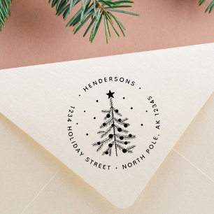 Tampons Encreurs Arbre de Noël simple Adresse de retour Timbre en c