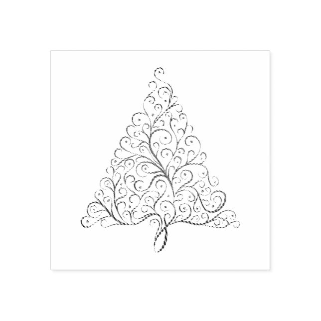 Tampons Encreurs Arbre de Noël simple fleurit en rouge et vert (Impression)