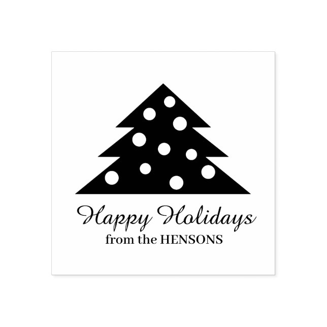 Tampons Encreurs Arbre de Noël simple Nom de famille Script Holiday (Impression)