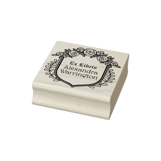 Tampons Encreurs Armoiries Roses & Feuilles Ex Libris Nom du livre  (Tampon)