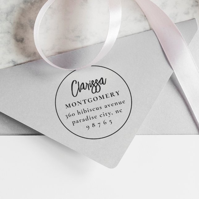 Tampons Encreurs Arrondi Boho Nom personnalisé et adresse de retour (Stamp Mockup)