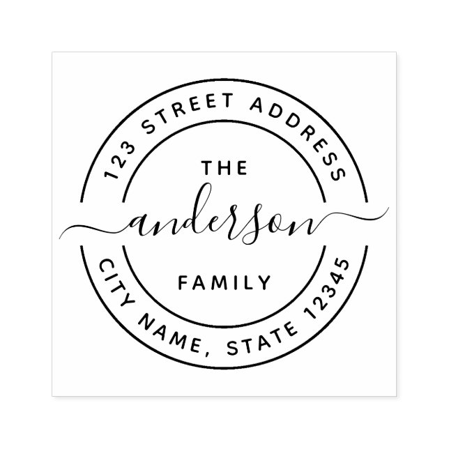 Tampons Encreurs Arrondi Calligraphie Script Famille Adresse de ret (Impression)