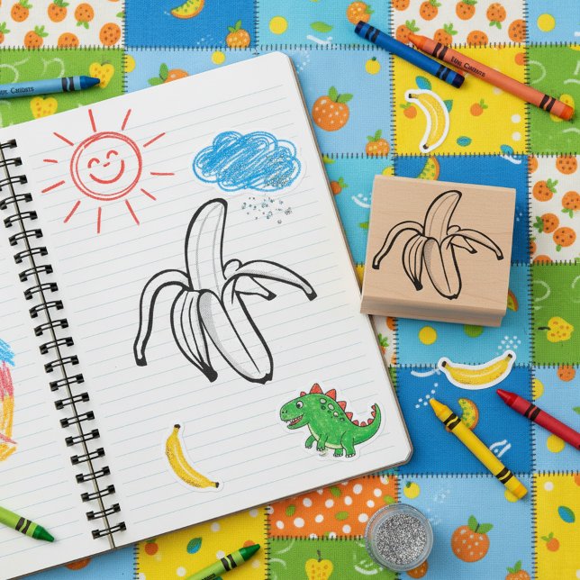 Tampons Encreurs Art De La Banane Etché Exquis (Fun etched banana wooden art stamp for crafts and creative projects.)