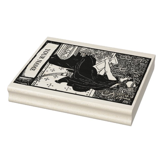 Tampons Encreurs Art Nouveau Ex Libris Girl Writing Modèle (Tampon)