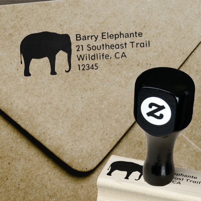 Tampons Encreurs Asian Elephant Silhouette Adresse de retour (Créateur téléchargé)