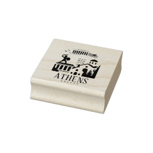 Tampons Encreurs Athènes vintage Grèce Travel Napkins - Parthénon