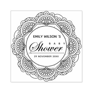TAMPONS ENCREURS BABY SHOWER PERSONNALISÉ ORNATE MANDALA CLASSIQUE