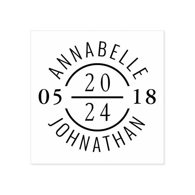Tampons Encreurs Badge Mariage moderne avec nom et date (Impression)